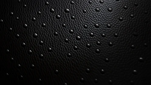 Textured black leather with scattered embossed droplets pattern.