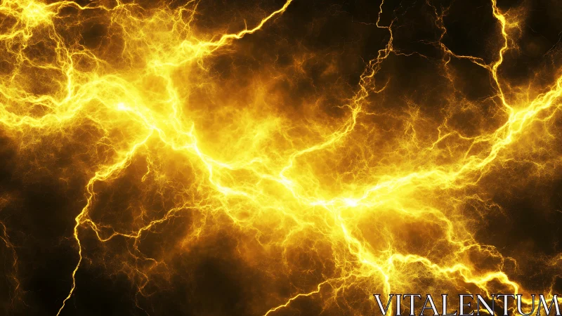 Golden lightning energy dances across a dark stormy void
