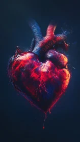 Anatomical Heart with Vascular System Illustration.