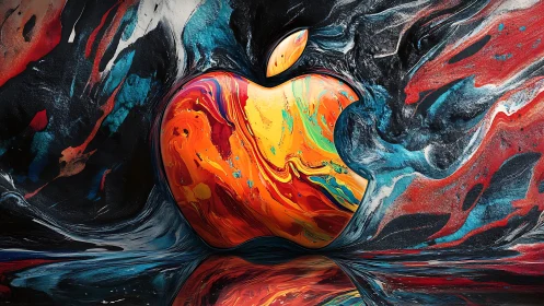 Digital painting logo monolith in molten chromatic turbulence.