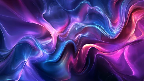 Abstract fluid gradient forms occupy a dark digital canvas