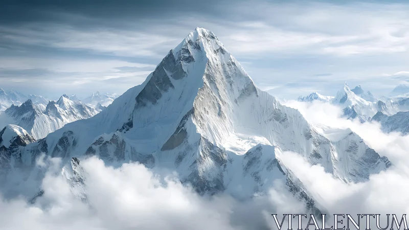 Snowbound alpine peak rendered in luminous photoreal detail