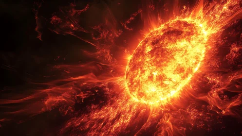 Volcanic stellar surface erupts with swirling solar flares