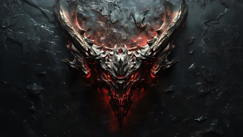 Molten demonic skull crest with jagged antler morphology.