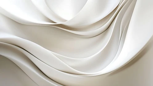 Elegant White Abstract Fabric Waves in Minimalist Style.