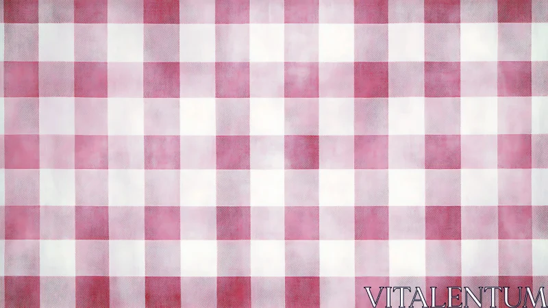 Red and white gingham grid pattern covers the full frame