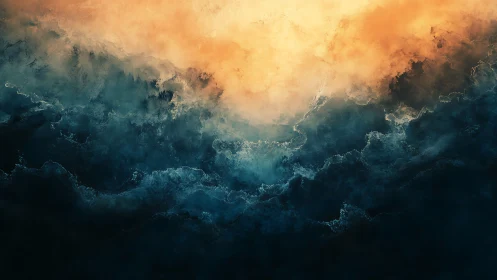 Tidal Skyfire Collision Between Midnight Waters and Dawn Glow.