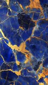 Cobalt blue marble slab intersected by metallic gold veining