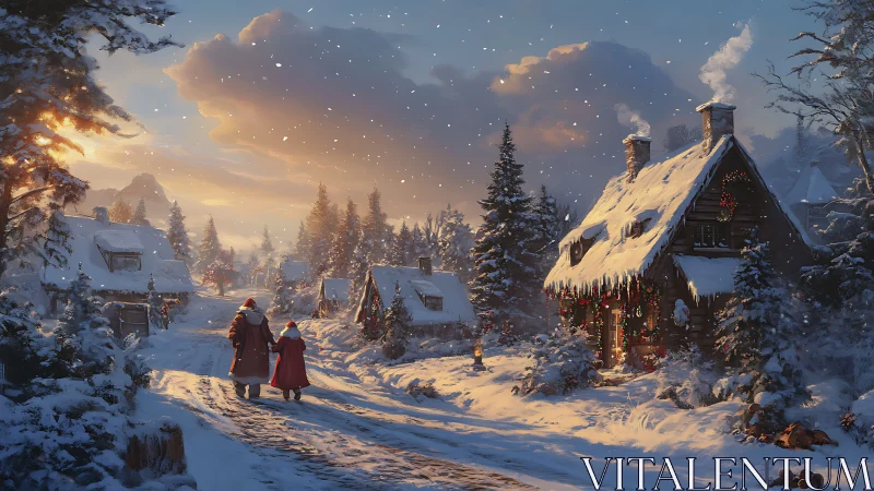 Winter village stroll glows with cozy festive warmth at dusk