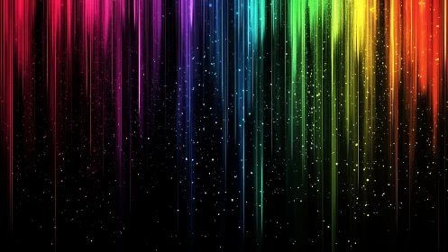 Vertical spectrum lines with descending light particles pattern.