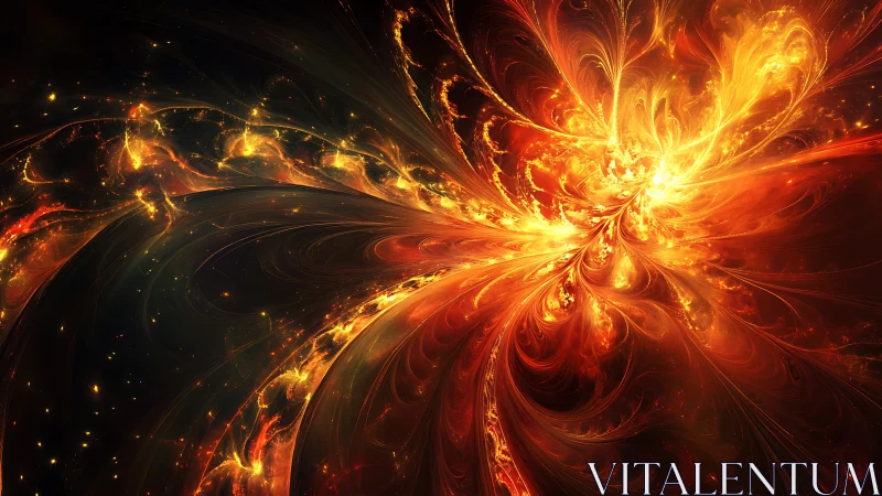 Solar firestorm blooms in swirling cosmic fractal blaze.