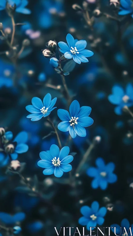 Delicate Blue Forget-Me-Not Flowers in Soft Focus Botanical Study.