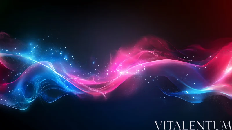 Colorful light waves dance softly across a starry night