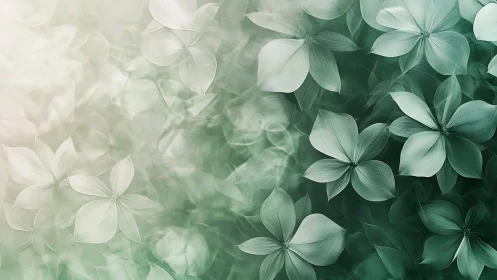 Ethereal mint petals over layered soft green backdrop.