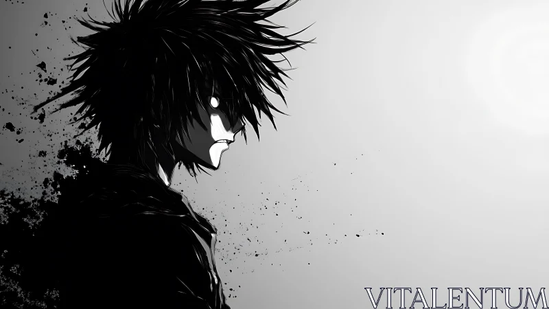 Ink born antihero glowers against a vanishing horizon.