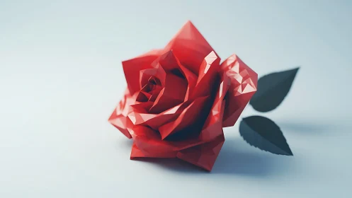 Crimson Paper Bloom Unfolds Geometric Wonder