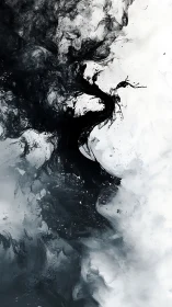 Turbulent monochrome ink vortices in high-contrast diffusion.