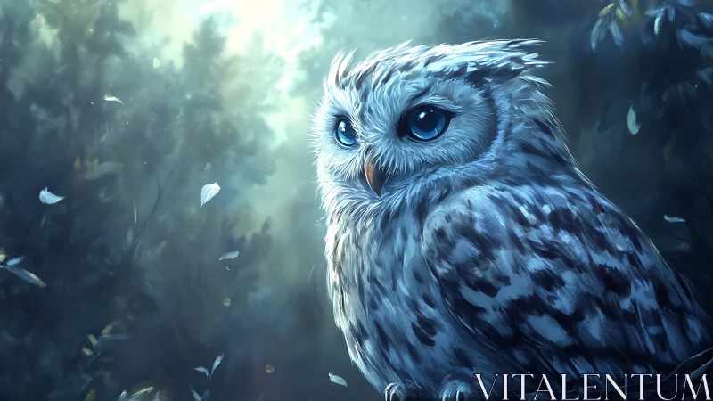 Enchanting Owl in Mystical Forest, Digital Fantasy Artwork.