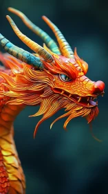 Rendered orange dragon head displays detailed scaled structure