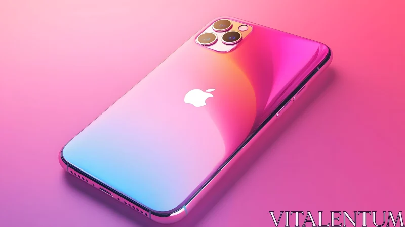 Vibrant Gradient iPhone on Pink Background, Modern Digital Art.