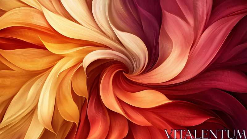 Radial floral vortex rendered with layered, ribbon-like petals