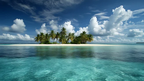Tropical Atoll Island Seascape: Crystalline Waters and Palm Sanctuary.