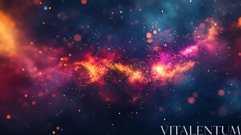 Diffuse nebula-like particle field in deep space view.