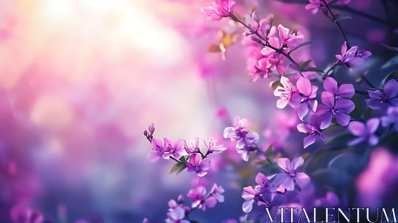 Soft Blossoms Glowing with Purple and Pink Hues.