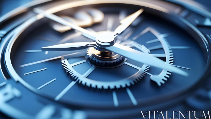 Close-up of luxury watch face in modern blue metallic style.