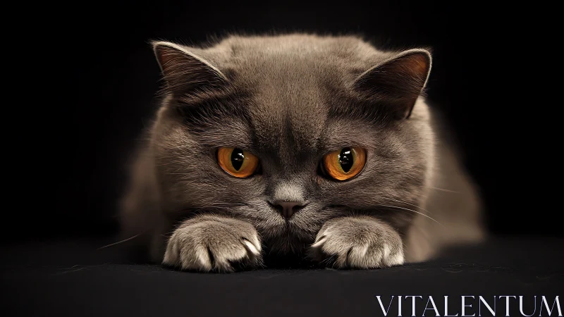 Predator's Gaze: A Grey Tabby's Hypnotic Amber Stare.