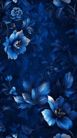 Indigo Floral Study: Botanical Composition with Luminous Detail.