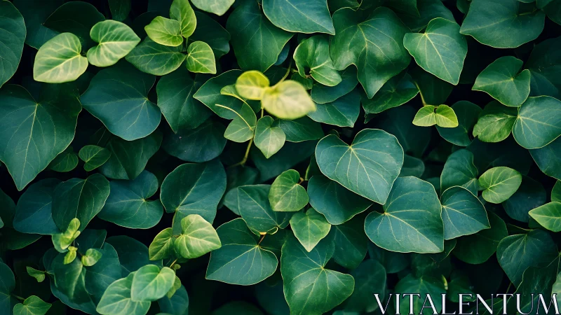 Dense heart-shaped foliage under diffuse natural daylight illumination