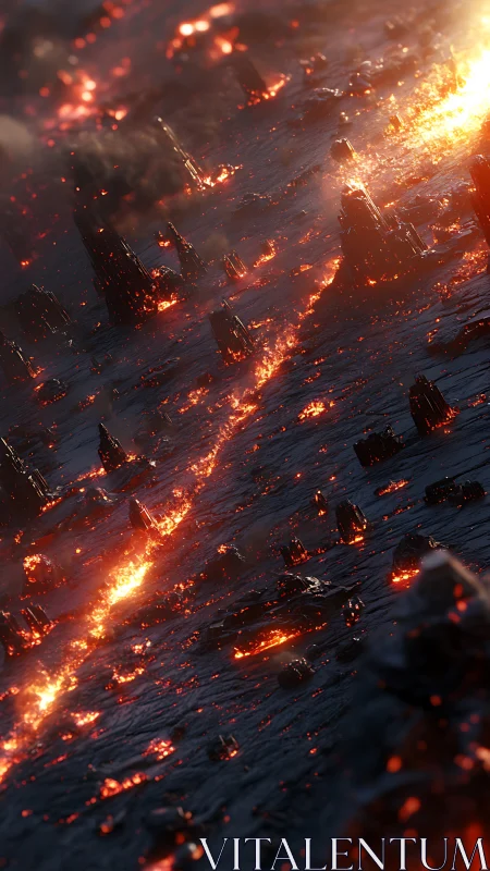 Apocalyptic City Engulfed in Flames and Fire.