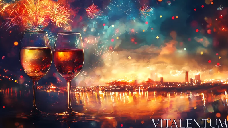 Sparkling city toast beneath a carnival of midnight fireworks.