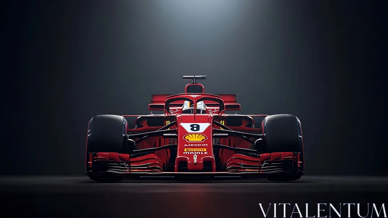 Front-facing studio render studies aerodynamic F1 race car