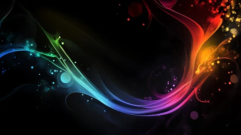 Chromatic energy ribbons on dark ground, digital abstract study.