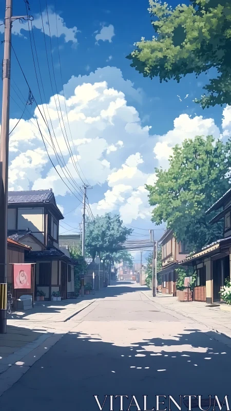 Sunlit small-town street welcomes a slow and gentle morning