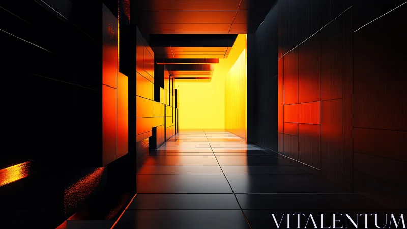 Illuminated Corridor with Warm Color Gradient.
