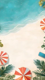 Sandy Paradise Unfolds Where Umbrellas Dance by Turquoise Waters