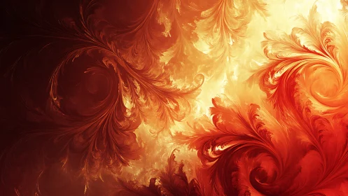 Fiery fractal plumes swirl in a luminous abstract inferno