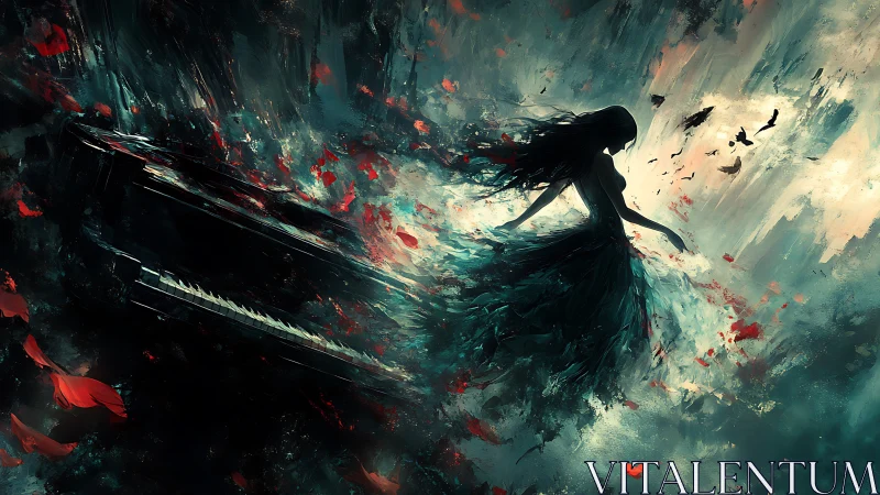 Midnight waltz with drifting petals and stormborn piano.