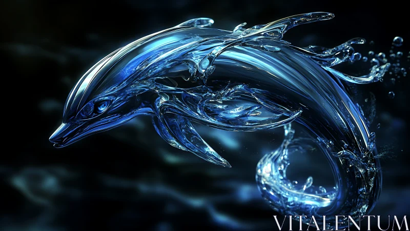 Digital rendering depicts a fluid, translucent dolphin form