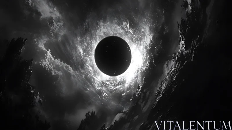 Midnight eclipse carves a glowing wound through cosmic storm