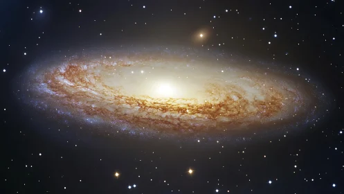 Spiral galaxy drifts in starlit space with a glowing calm heart