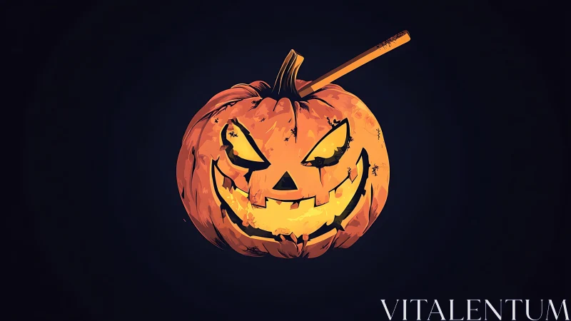 Glowing jack-o-lantern grins brightly against deep night sky