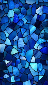 Shimmering cobalt glass mosaic in fractured tessellation.