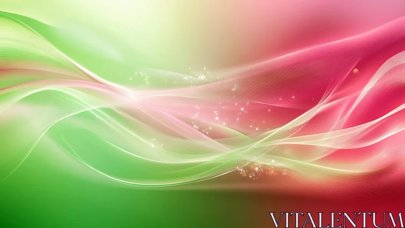 Curved translucent waveforms with bokeh particles on gradient field