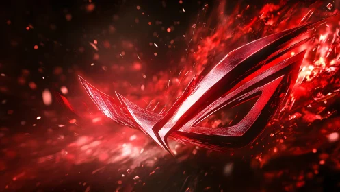 Futuristic red gaming logo with dynamic energy burst effect.