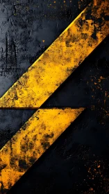 Rugged yellow slashes cut through a dark industrial wall