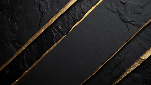 Elegant black slate layers sliced with metallic gold lines.